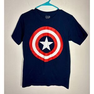 Marvel Captain America Shield Graphic Tee Shirt Men’s/Unisex Small Navy